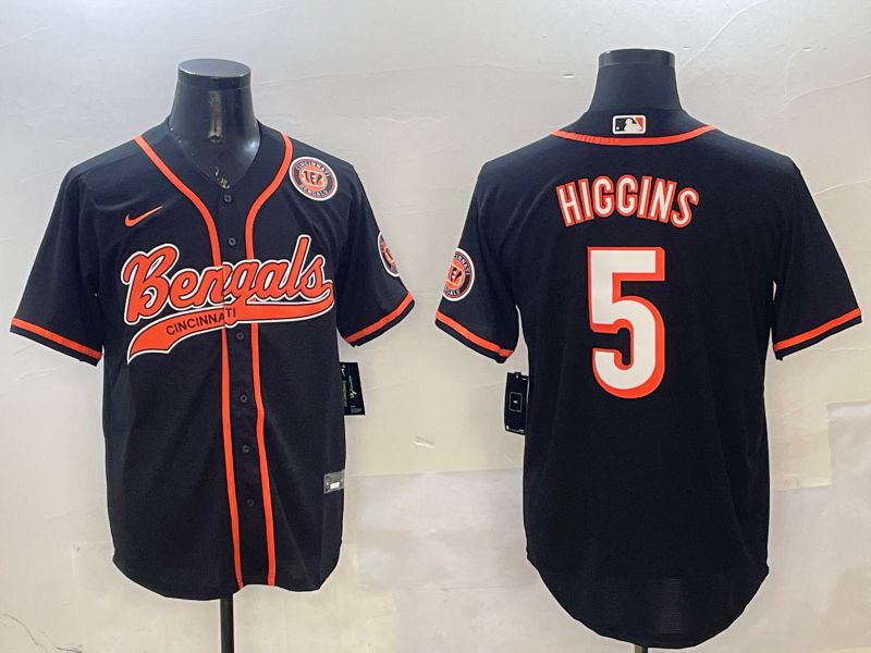 Men Cincinnati Bengals #5 Hiccins Black Joint Name 2025 Nike Limited NFL Jersey style 6